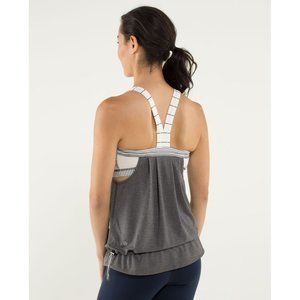 Lululemon Rest Less Gray Striped Strap Loose Fit Lightweight Tank Top sz 4